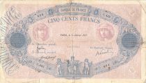 France 500 Francs Pink and Blue - 11-01-1917 Serial C.442 - G+