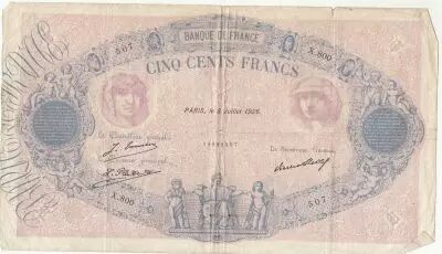 France 500 Francs Rose et Bleu - 08-07-1926 - S�rie X.800