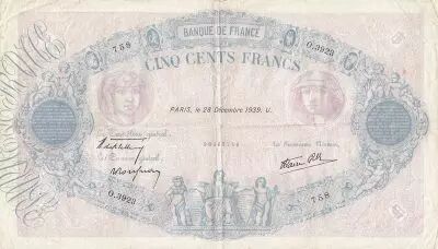 France 500 Francs Rose et Bleu - 28-12-1939 S�rie O.3923