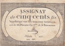 France 500 Livres - 20 Pluviose An II (8.2.1794) - F+ - Sign. Lehu