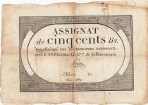 France 500 Livres - 20 Pluviose An II (8.2.1794) - F+ - Sign. Preux