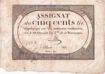France 500 Livres - 20 Pluviose An II (8.2.1794) - TB+ - Sign. Lehu