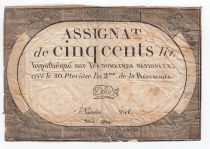 France 500 Livres 20 Pluviose An II (8.2.1794) - Sign. David