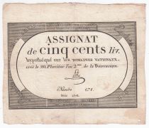 France 500 Livres 20 Pluviose An II (8.2.1794) - Sign. Lehu