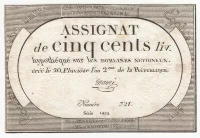 France 500 Livres 20 Pluviose An II (8.2.1794) - Sign. Maug�
