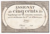 France 500 Livres 20 Pluviose An II (8.2.1794) - Sign. Maugé