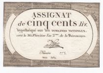 France 500 Livres 20 Pluviose An II (8.2.1794) - Sign. Nyon