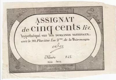 France 500 Livres 20 Pluviose An II (8.2.1794) - Sign. Oder