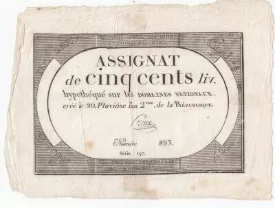 France 500 Livres 20 Pluviose An II (8.2.1794) - Sign. Preux