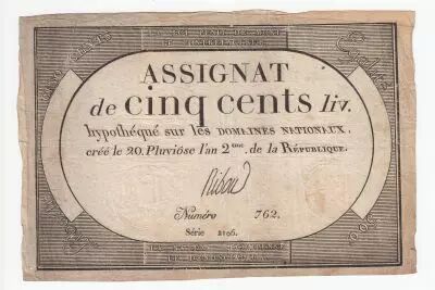 France 500 Livres 20 Pluviose An II (8.2.1794) - Sign. Ribou