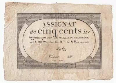 France 500 Livres 20 Pluviose An II (8.2.1794) - Sign. Rolin