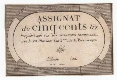 France 500 Livres 20 Pluviose An II (8.2.1794) - Sign. Sal
