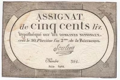 France 500 Livres 20 Pluviose An II (8.2.1794) - Sign. Souleux