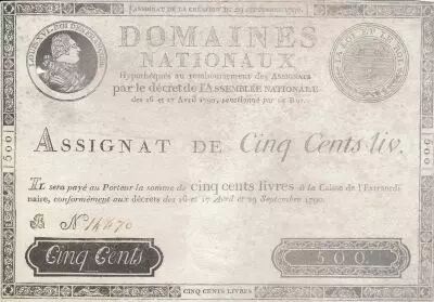 France 500 Livres Louis XVI - 29 Sept. 1790 - S�rie B 14470