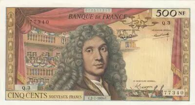 France 500 NF - Moli�re - 02-07-1959 - XF to AU - Serial Q.3 - P.145