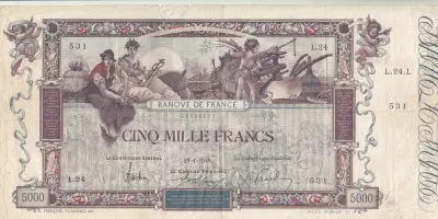 France 5000 Francs - Flameng - 29-01-1918 - Serial L.24
