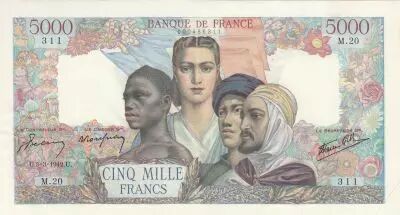 France 5000 Francs - French Empire - 05-03-1942 - Serial M.20