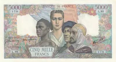 France 5000 Francs - French Empire - 08-10-1942 - Serial L.99