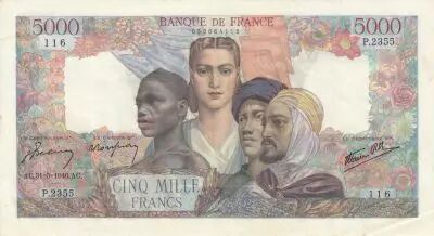 France 5000 Francs - French Empire - 31-05-1946 - Serial P.2355
