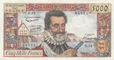 France 5000 francs - Henry IV - 1957 - Series O.19