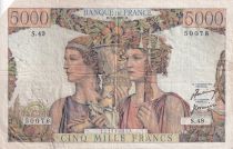 France 5000 Francs - Sea and Countryside - 01-02-1951 - Serial S.49  P.131