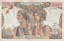 France 5000 Francs - Sea and Countryside - 02-01-1953 - Serial X.119 - P.131