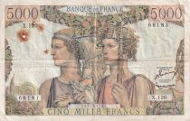 France 5000 Francs - Sea and Countryside - 02-01-1953 - Serial X.120 - P.131