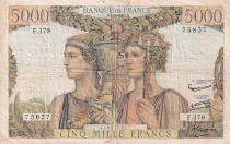 France 5000 Francs - Sea and Countryside - 03-10-1957 - Serial F.179 - F to VF - P.131d