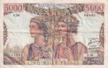 France 5000 Francs - Sea and Countryside - 03-11-1949 - Serial S.36 - VG to F - P.131a