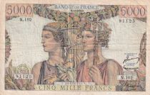 France 5000 Francs - Sea and Countryside - 07-02-1952 - Serial N.102 - VF - P.131c