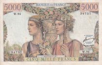 France 5000 Francs - Sea and Countryside - 07-02-1952 - Serial W.94 - F+ - P.131c