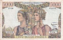 France 5000 Francs - Sea and Countryside - 07-03-1957 - Serial P.156- F to VF - P.131c