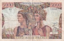 France 5000 Francs - Sea and Countryside - 10-03-1949 - Serial O.1 - VG to F - P.131a