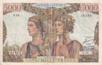 France 5000 Francs - Sea and Countryside - 10-03-1949 - Serial S.18 - VF - P.131a