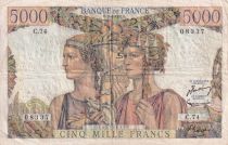 France 5000 Francs - Sea and Countryside - 16-08-1951 - Serial C.74 - F to VF - P.131c