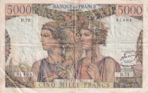 France 5000 Francs - Sea and Countryside - 16-08-1951 - Serial D.72 - F to VF - P.131c