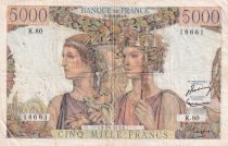 France 5000 Francs - Sea and Countryside - 16-08-1951 - Serial K.80 - F.48.05