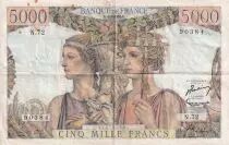 France 5000 Francs - Sea and Countryside - 16-08-1951 - Serial N.72 - VF - P.131c