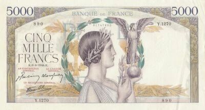 France 5000 Francs - Victory - 06-04-1944 - Series Y.1270