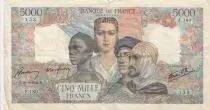 France 5000 Francs France and colonies - 28-09-1944 Serial F.180 - F