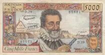 France 5000 Francs Henri IV - 05-12-1957 - Serial D.29