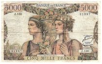 France 5000 Francs Sea and Countryside - 02-01-1953 - Serial J.130 - F.48.08