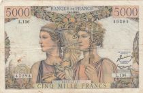 France 5000 Francs Sea and Countryside - 02-07-1953 - Serial L.136