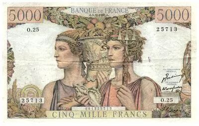 France 5000 Francs Sea and Countryside - 03-11-1949 - Serial O.25 - F.48.02