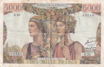 France 5000 Francs Sea and Countryside - 10-03-1949 - Serial G.22 - F.48.01