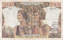 France 5000 Francs Sea and Countryside - 10-03-1949 - Serial H.3 - F.48.01