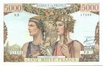 France 5000 Francs Sea and Countryside - 10-03-1949 Serial V.5