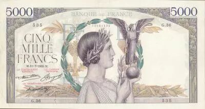 France 5000 Francs Victoire - 11-07-1935 S�rie G.36 - TTB