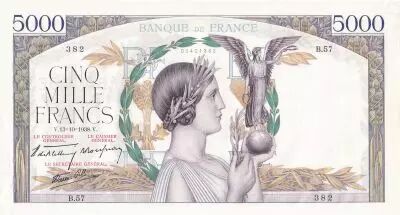 France 5000 Francs Victory - 13-10-1938 - Serial B.57