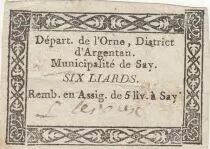 France 6 liards - Orne - District d\'Argentan, municipalit&eacute; de Say - 1792